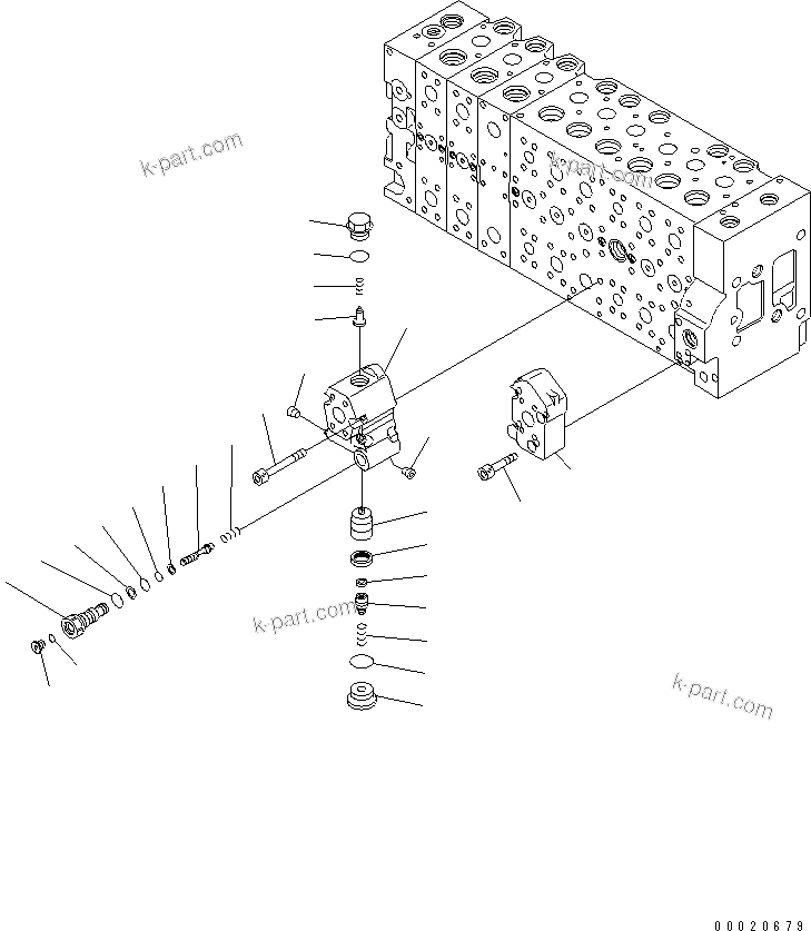 Komatsu parts book diagram for PC400-7-M1 S/N 50001-UP: MAIN VALVE (3-ACTUATOR) (16/25)