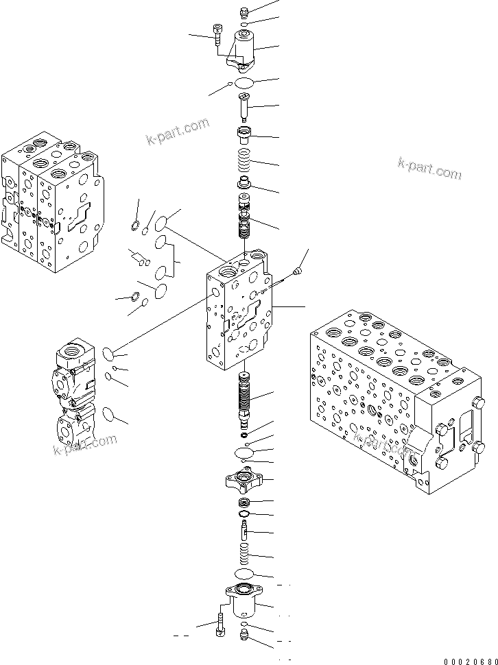 Komatsu parts book diagram for PC400-7-M1 S/N 50001-UP: MAIN VALVE (3-ACTUATOR) (17/25)