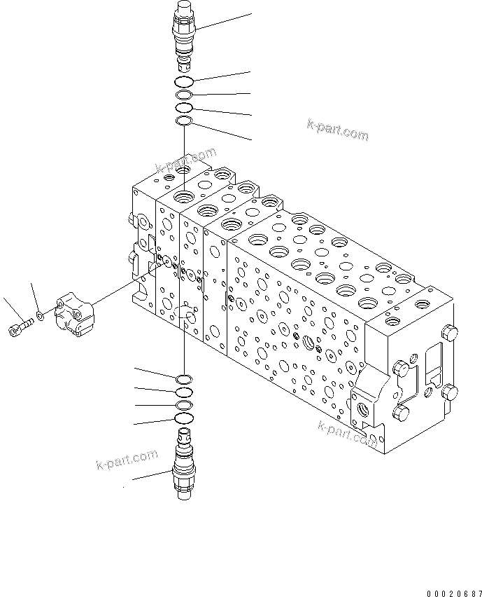 Komatsu parts book diagram for PC400-7-M1 S/N 50001-UP: MAIN VALVE (3-ACTUATOR) (24/25)