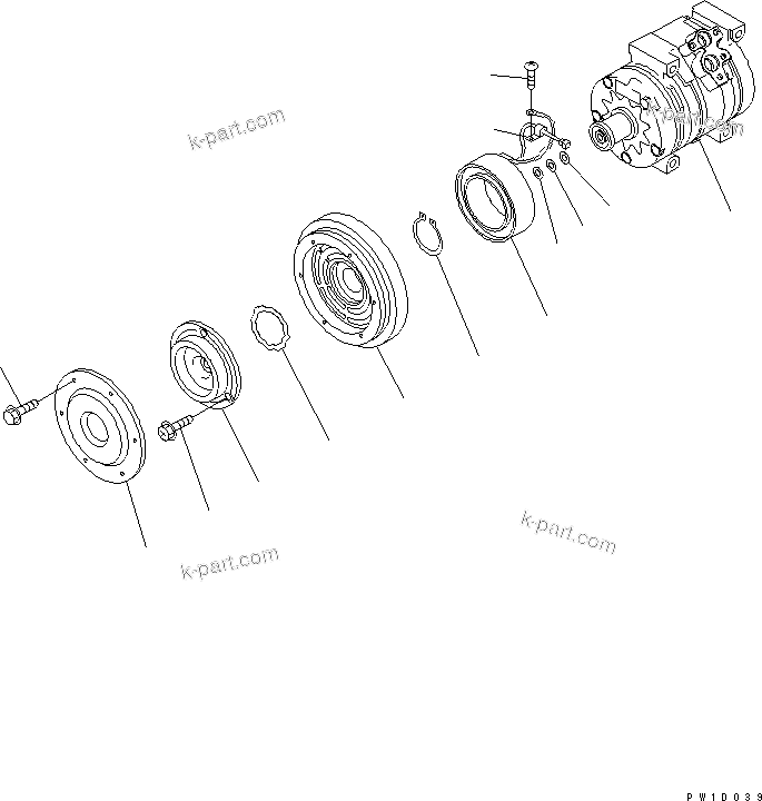 Komatsu parts book diagram for PC400-7-M1 S/N 50001-UP: COMPRESSOR ASS'Y (FOR AIR CONDITIONER)