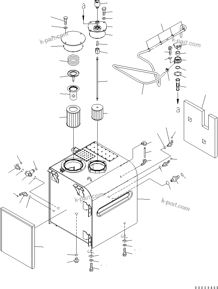 Komatsu parts book diagram for PC400-7E0 S/N 60001-UP (ecot3): HYDRAULIC TANK (FOR BURST VALVE)(#60001-60065)