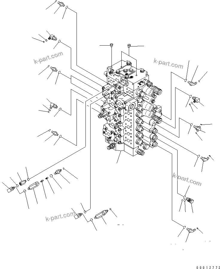 Komatsu parts book diagram for PC400-7E0 S/N 60001-UP (ecot3): MAIN VALVE (CONNECTING PARTS) (1/2) (1 ACTUATOR)