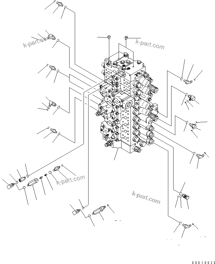 Komatsu parts book diagram for PC400-7E0 S/N 60001-UP (ecot3): MAIN VALVE (CONNECTING PARTS) (1/2) (2 ACTUATOR)