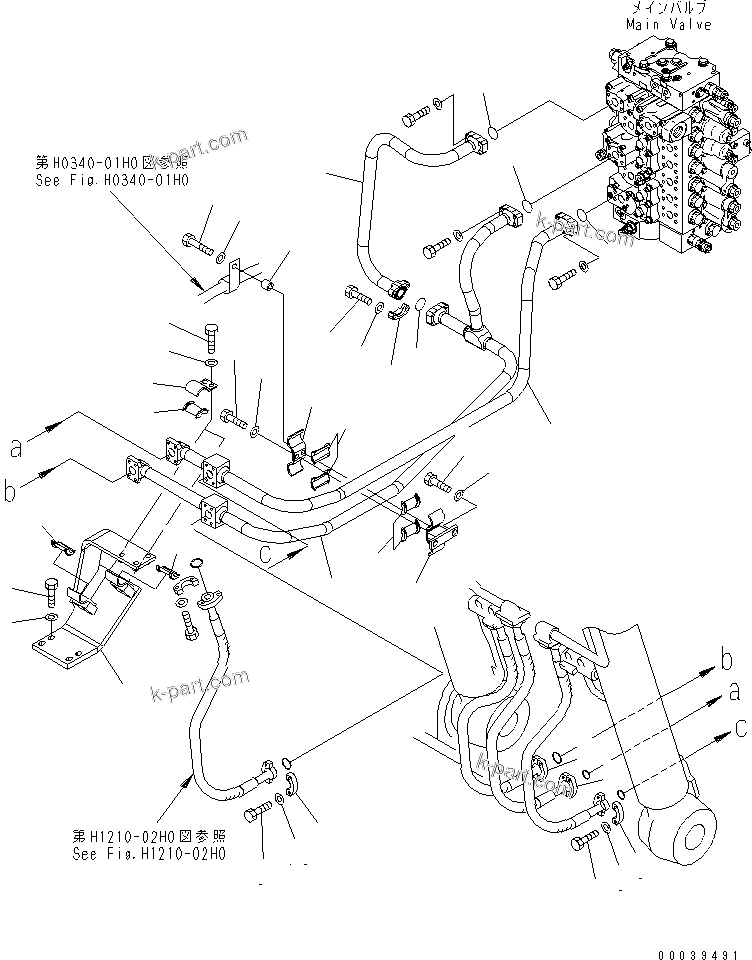 Komatsu parts book diagram for PC400-7E0 S/N 60001-UP (ecot3): BOOM LINE (1/2) (FOR BURST VALVE)