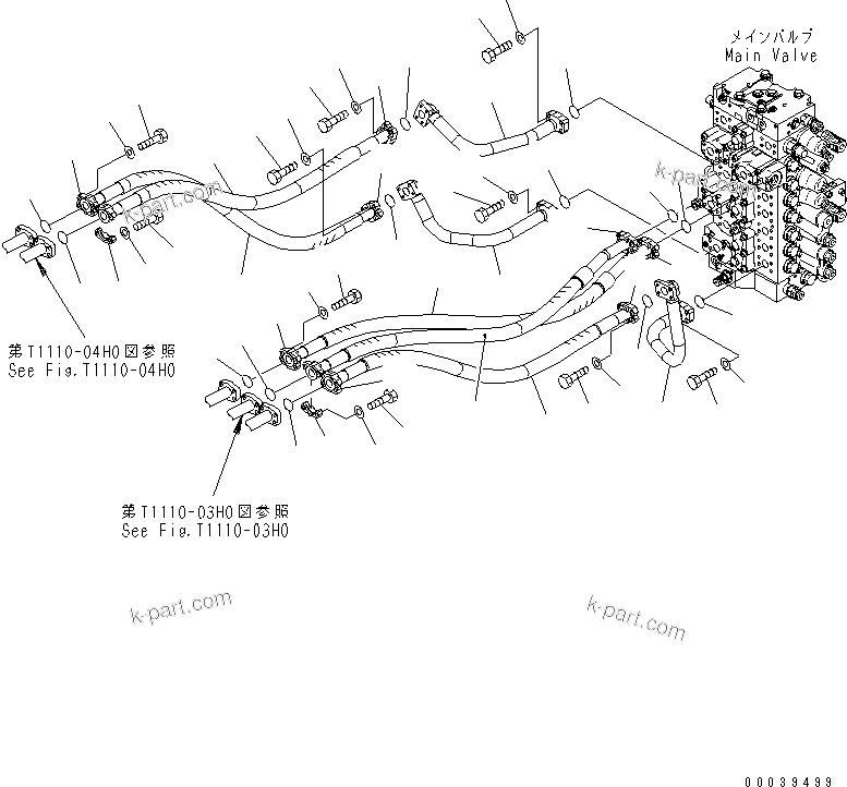 Komatsu parts book diagram for PC400-7E0 S/N 60001-UP (ecot3): ARM AND BUCKET LINES (WITH DRIFT PREVENTIVE)