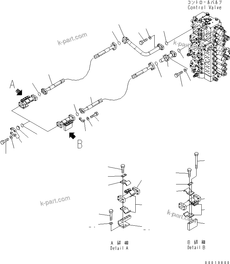 Komatsu parts book diagram for PC400-7E0 S/N 60001-UP (ecot3): ATTACHMENT ADDITIONAL LINES (2 ACTUATOR)