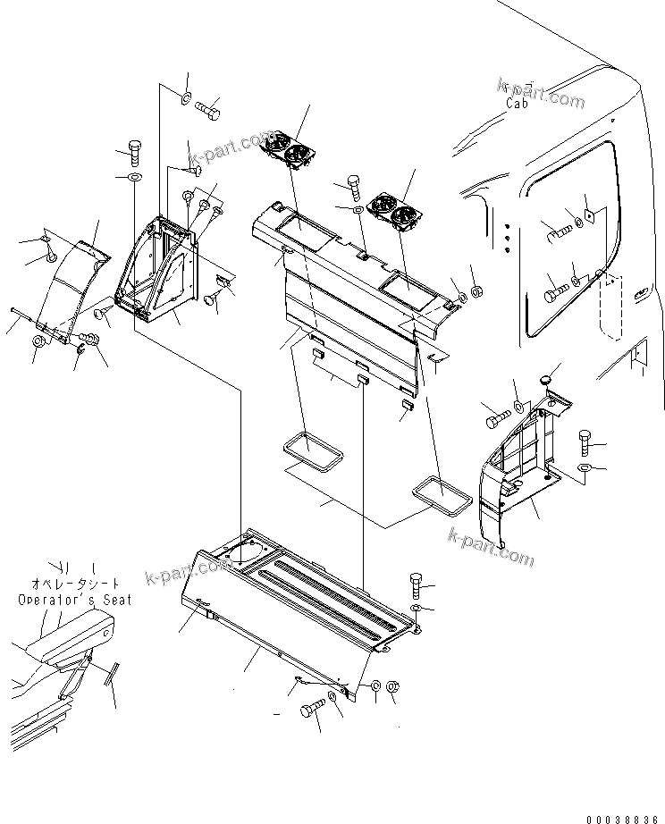 Komatsu parts book diagram for PC400-7E0 S/N 60001-UP (ecot3): SEAT REAR COVER