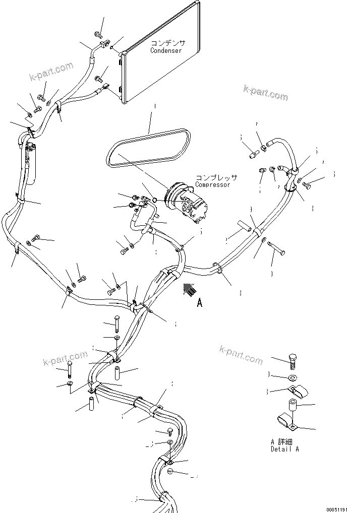 Komatsu parts book diagram for PC400-7E0 S/N 60001-UP (ecot3): AIR CONDITIONER (PIPING)