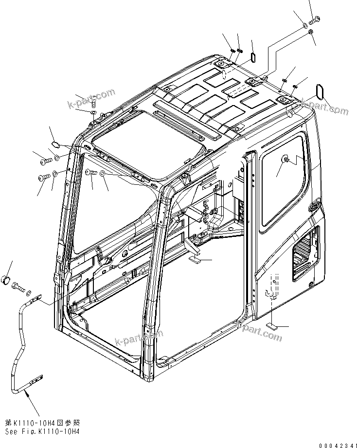Komatsu parts book diagram for PC400-7E0 S/N 60001-UP (ecot3): FLOOR FRAME (OPERATOR'S CAB) (PLUG ? BOLT AND ANTENNA)
