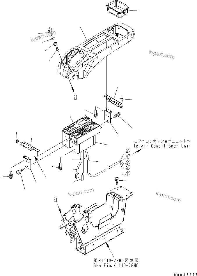 Komatsu parts book diagram for PC400-7E0 S/N 60001-UP (ecot3): FLOOR FRAME (OPERATOR'S CAB) (CONSOLE ? L.H.) (UPPER) (WITH AIR CONDITIONER AND RADIO) (FOR U.S.A.)