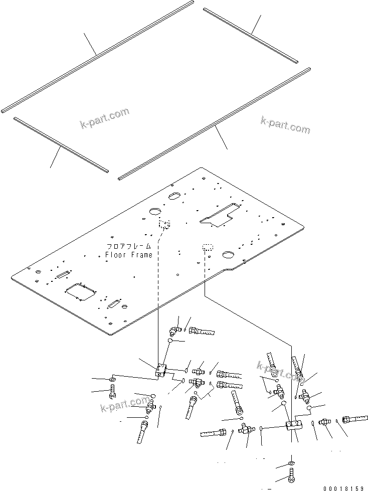Komatsu parts book diagram for PC400-7E0 S/N 60001-UP (ecot3): FLOOR FRAME (OPERATOR'S CAB) (P ?T BLOCK AND SEAL) (2 ACTUATOR)
