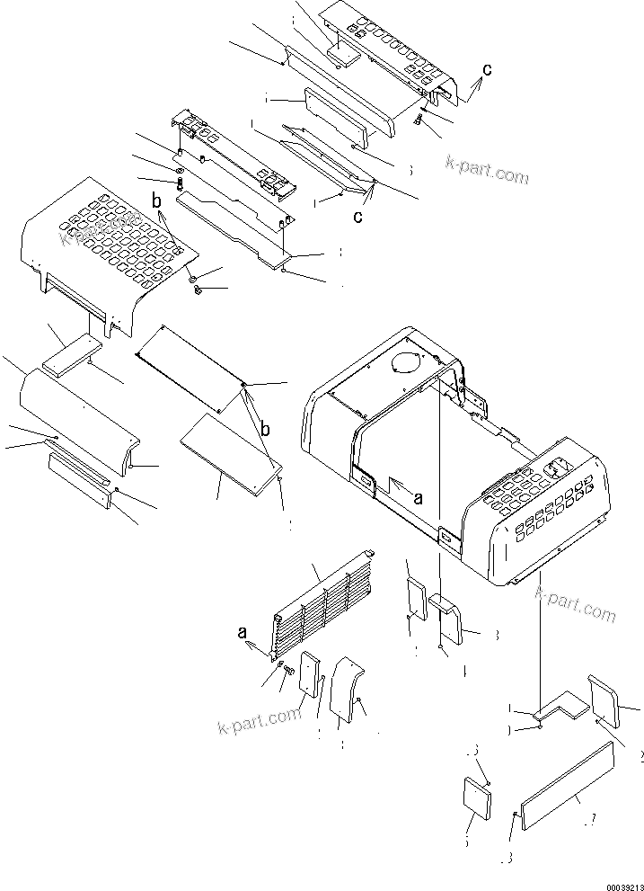 Komatsu parts book diagram for PC400-7E0 S/N 60001-UP (ecot3): HOOD (3/4)(#60001-60046)