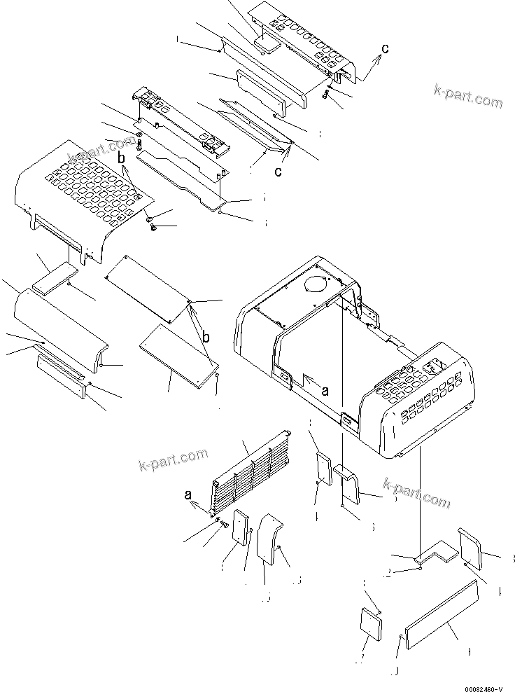 Komatsu parts book diagram for PC400-7E0 S/N 60001-UP (ecot3): HOOD (3/4)(#60047-)