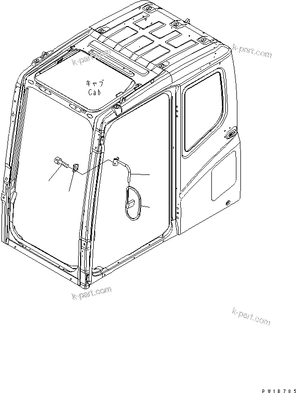 Komatsu parts book diagram for PC400-7E0 S/N 60001-UP (ecot3): REAR VIEW MIRROR ? L.H. (SINGLE)