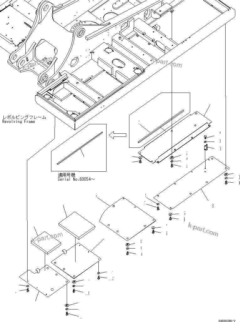 Komatsu parts book diagram for PC400-7E0 S/N 60001-UP (ecot3): UNDER COVER (HEAVY DUTY) (REVOLVING FRAME) (L.H.)