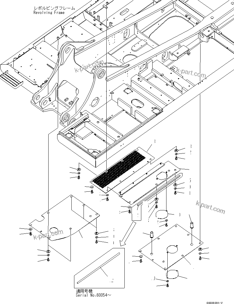 Komatsu parts book diagram for PC400-7E0 S/N 60001-UP (ecot3): UNDER COVER (HEAVY DUTY) (REVOLVING FRAME) (R.H. AND CENTER)