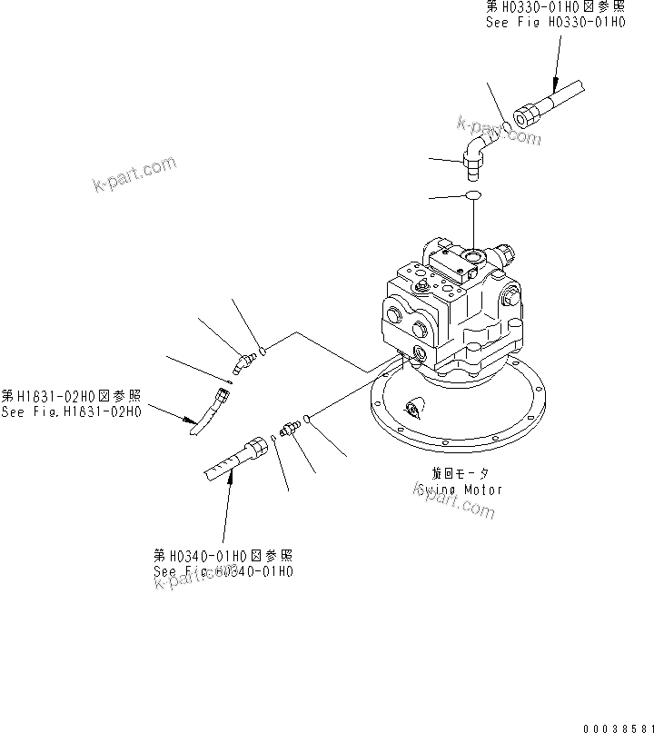 Komatsu parts book diagram for PC400-7E0 S/N 60001-UP (ecot3): SWING MOTOR (CONNECTING PARTS)