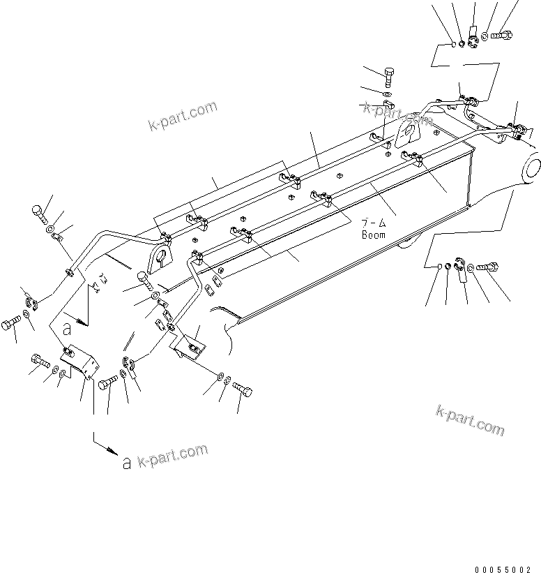 Komatsu parts book diagram for PC400-7E0 S/N 60001-UP (ecot3): BOOM (BUCKET CYLINDER BOTTOM LINE) (FOR LOADER)