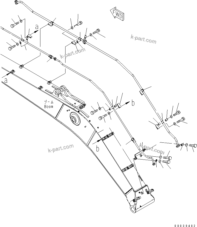 Komatsu parts book diagram for PC400-7E0 S/N 60001-UP (ecot3): BOOM (ADDITIONAL LINE) (CLAMP) (FOR ADDITIONAL PIPING)
