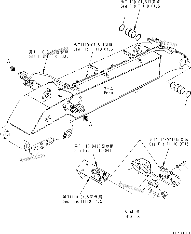Komatsu parts book diagram for PC400-7E0 S/N 60001-UP (ecot3): BOOM (WORKING LAMP AND SEAL) (FOR LOADER) (LOOSE-SUPPLY ITEM)