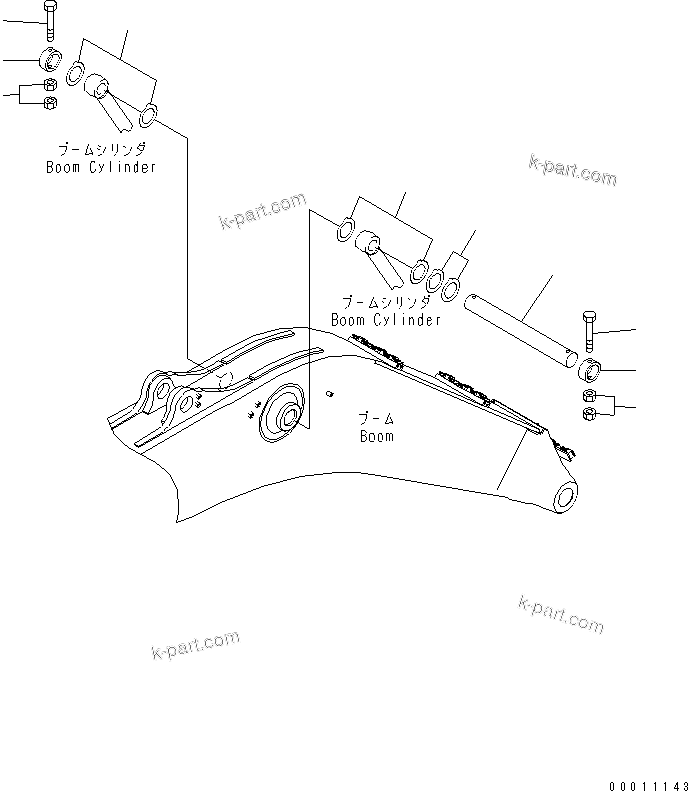 Komatsu parts book diagram for PC400-7E0 S/N 60001-UP (ecot3): B00M CYLINDER TOP PIN (500 HOURS GREASING BOOM TYPE)