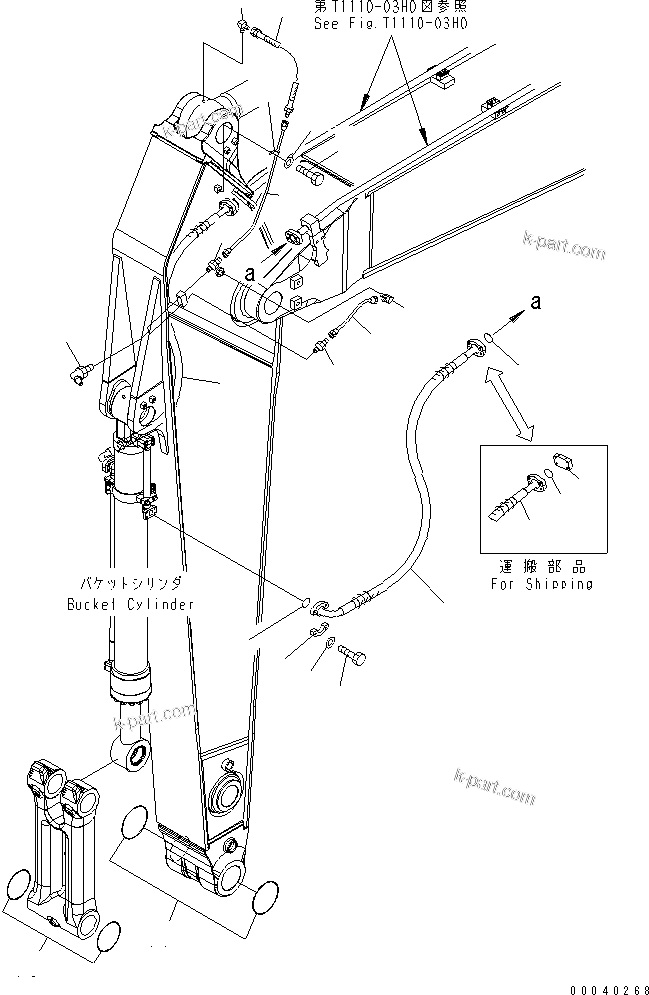 Komatsu parts book diagram for PC400-7E0 S/N 60001-UP (ecot3): ARM (3.4M) (BUCKET CYLINDER HOSE AND LUBRICATING LINE)