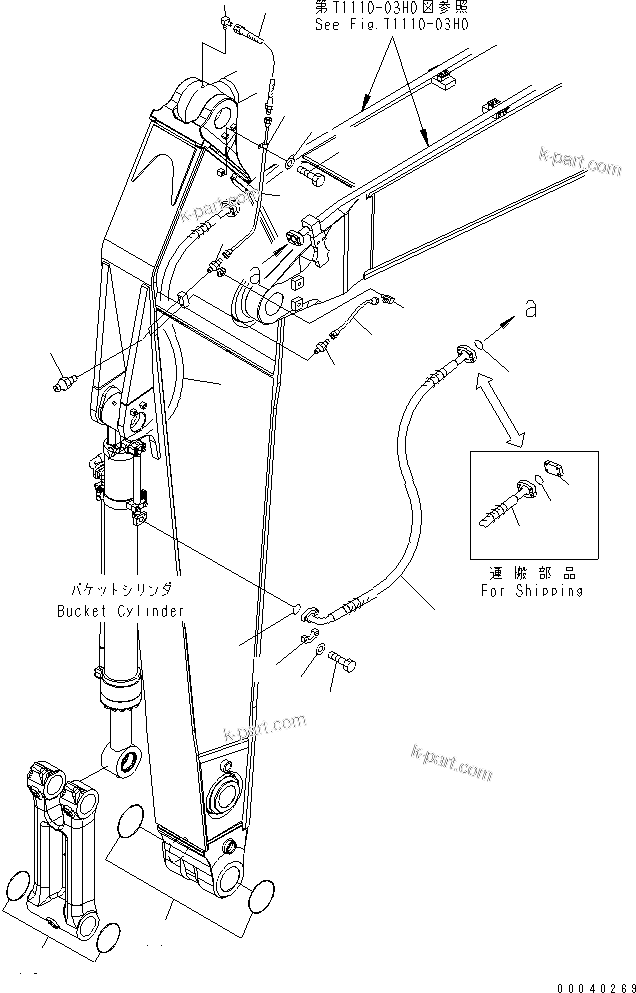 Komatsu parts book diagram for PC400-7E0 S/N 60001-UP (ecot3): ARM (3.4M) (HEAVY DUTY) (BUCKET CYLINDER HOSE AND LUBRICATING LINE)