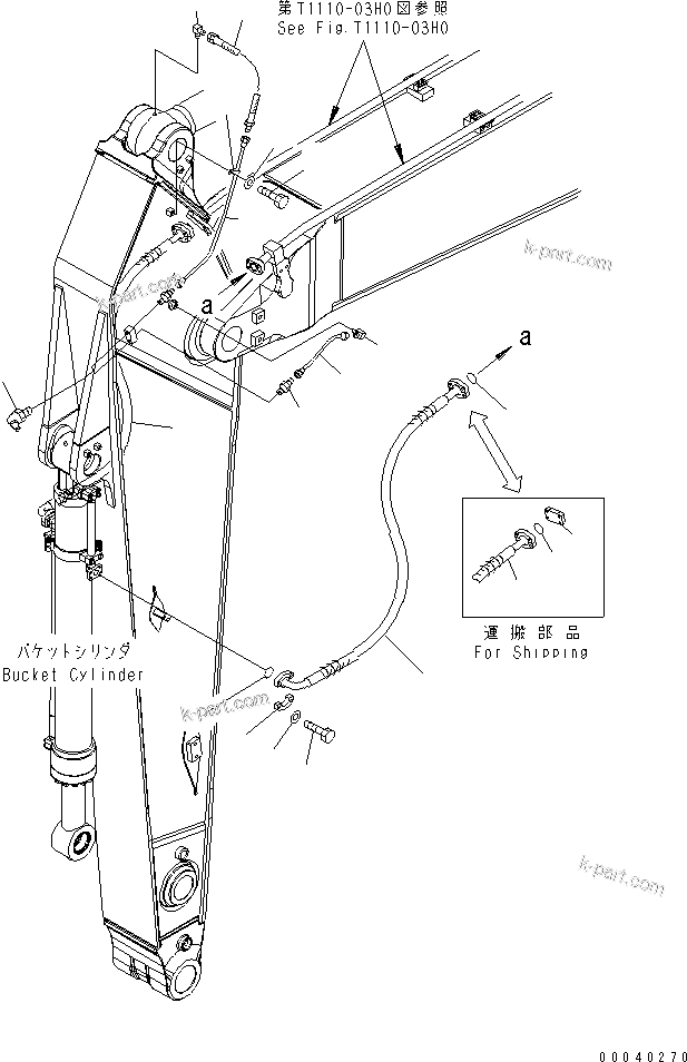 Komatsu parts book diagram for PC400-7E0 S/N 60001-UP (ecot3): ARM (3.4M) (HEAVY DUTY) (BUCKET CYLINDER HOSE AND LUBRICATING LINE) (FOR ADDITIONAL PIPING)