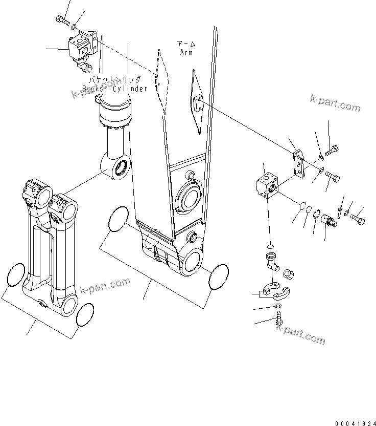 Komatsu parts book diagram for PC400-7E0 S/N 60001-UP (ecot3): ARM (VALVE AND SPACER) (FOR ADDITIONAL PIPING)