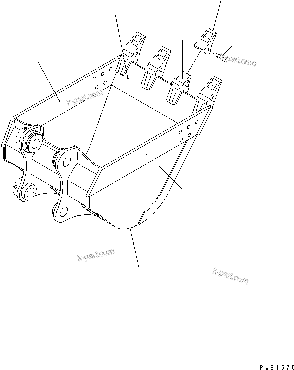 Komatsu parts book diagram for PC400-7E0 S/N 60001-UP (ecot3): BUCKET ? 1.6M3 ? 1270MM (HORIZONTAL PIN TYPE)