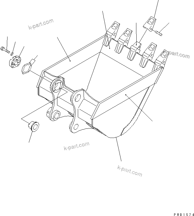 Komatsu parts book diagram for PC400-7E0 S/N 60001-UP (ecot3): BUCKET ? 2.2M3 ? 1715MM (HORIZONTAL PIN TYPE) (WITH ADJUSTING)