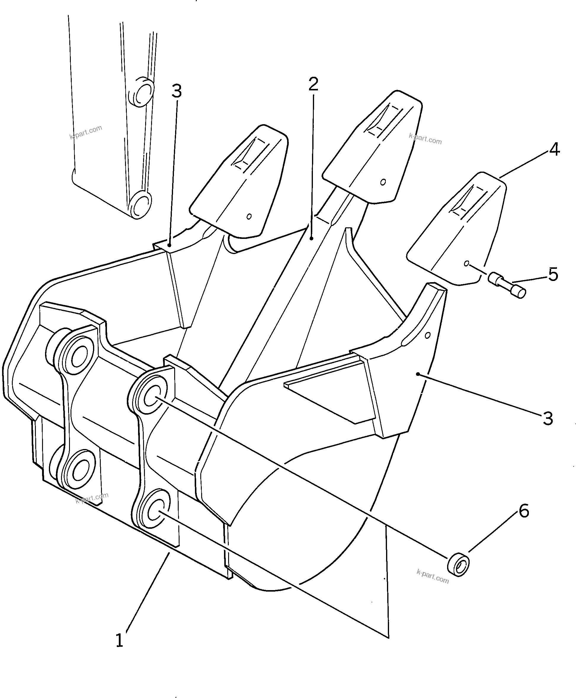 Komatsu parts book diagram for PC400-7E0 S/N 60001-UP (ecot3): RIPPER BUCKET ? 1.1M3 ? 1250MM