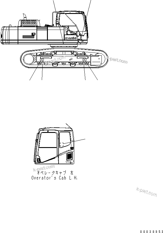 Komatsu parts book diagram for PC400-7E0 S/N 60001-UP (ecot3): PLATE (LOAD RATING CHART) (ENGLISH) (FIXED GAUGE)