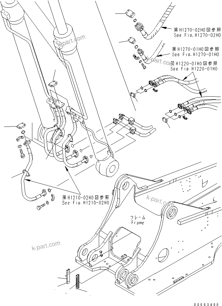 Komatsu parts book diagram for PC400-7E0 S/N 60001-UP (ecot3): BLIND PARTS (BODY) (1 ACTUATOR)(#65243-65364)