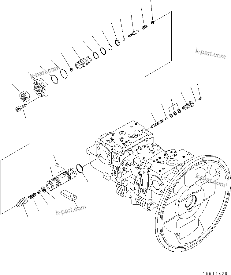 Komatsu parts book diagram for PC400-7E0 S/N 60001-UP (ecot3): MAIN PUMP (8/12)(#65365-)