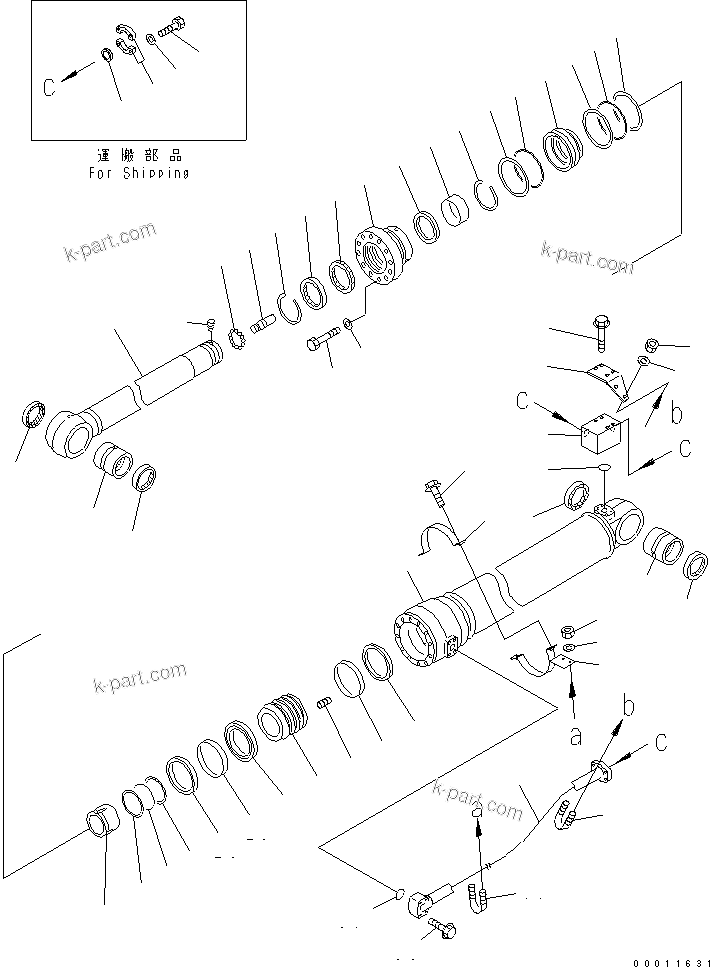 Komatsu parts book diagram for PC400-7E0 S/N 60001-UP (ecot3): ARM CYLINDER (FOR 100 HOURS LUBRICATING)