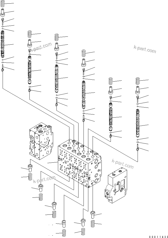 Komatsu parts book diagram for PC400-7E0 S/N 60001-UP (ecot3): MAIN VALVE (1/20)(#60001-60072)