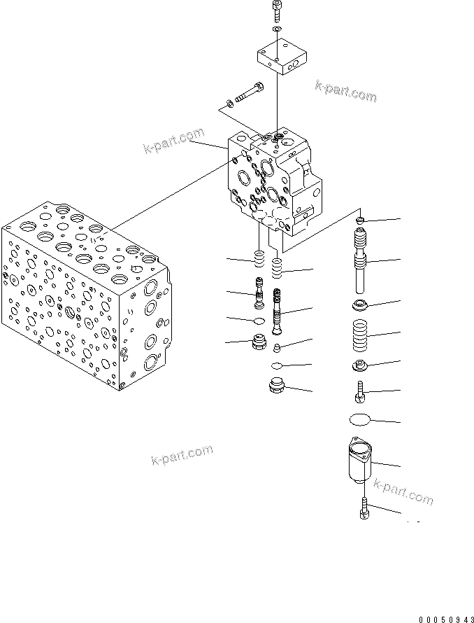 Komatsu parts book diagram for PC400-7E0 S/N 60001-UP (ecot3): MAIN VALVE (2-ACTUATOR) (13/25)