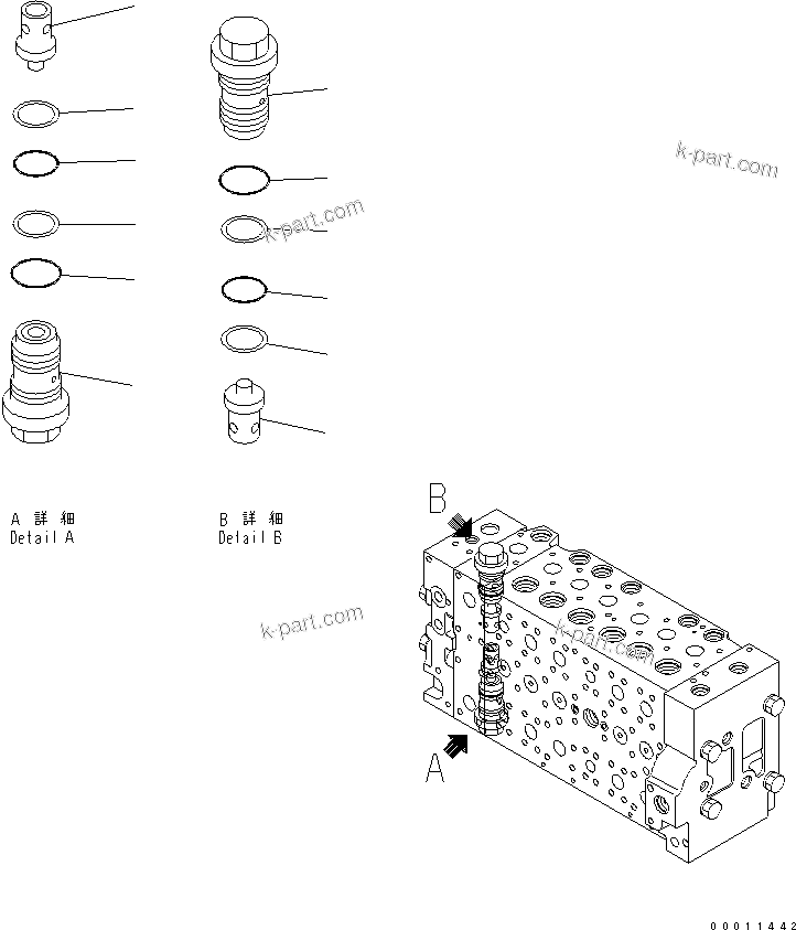 Komatsu parts book diagram for PC400-7E0 S/N 60001-UP (ecot3): MAIN VALVE (18/20)(#60001-65364)