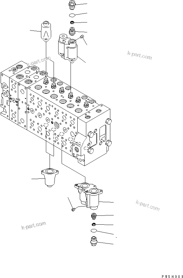 Komatsu parts book diagram for PC400-7E0 S/N 60001-UP (ecot3): MAIN VALVE (1-ACTUATOR) (2/23)