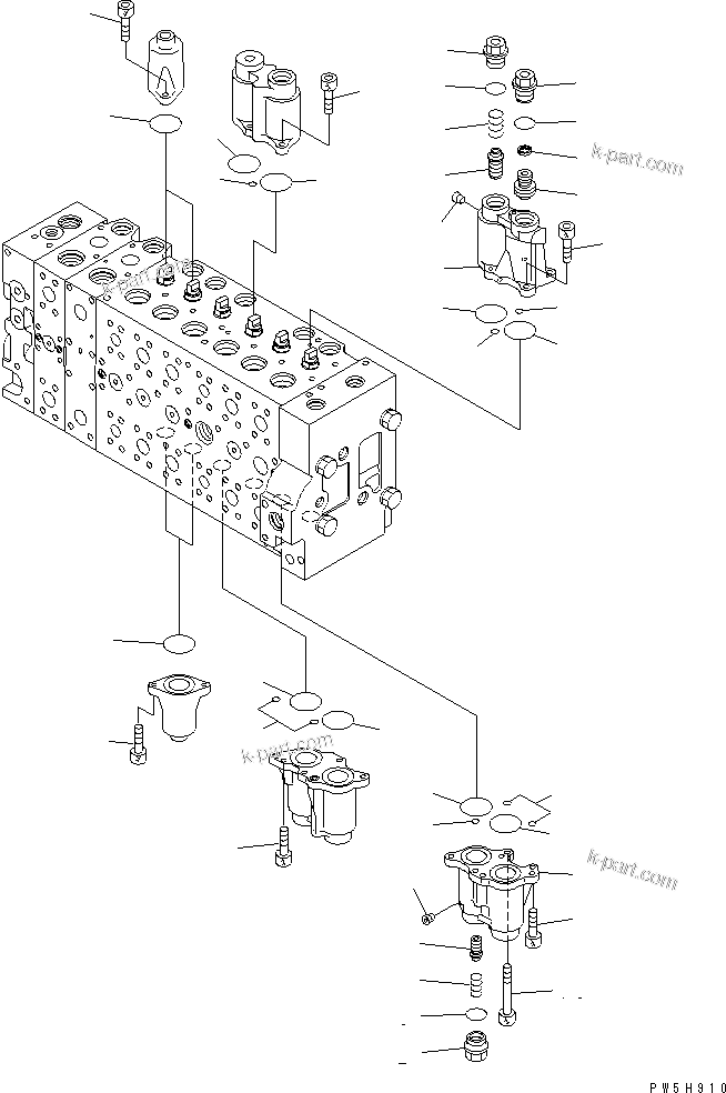 Komatsu parts book diagram for PC400-7E0 S/N 60001-UP (ecot3): MAIN VALVE (1-ACTUATOR) (3/23)