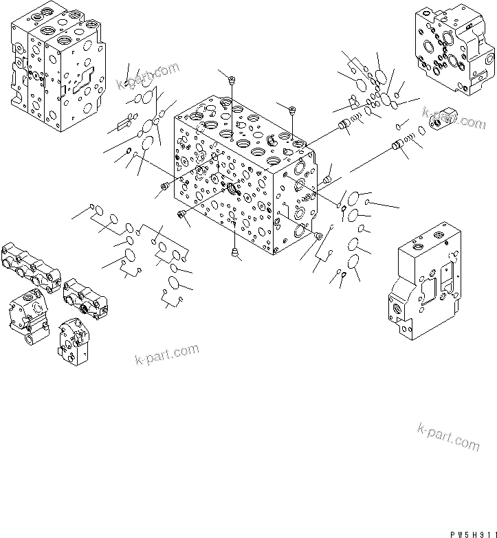 Komatsu parts book diagram for PC400-7E0 S/N 60001-UP (ecot3): MAIN VALVE (1-ACTUATOR) (4/23)