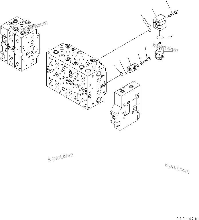 Komatsu parts book diagram for PC400-7E0 S/N 60001-UP (ecot3): MAIN VALVE (1-ACTUATOR) (6/23) (FOR LOADER)