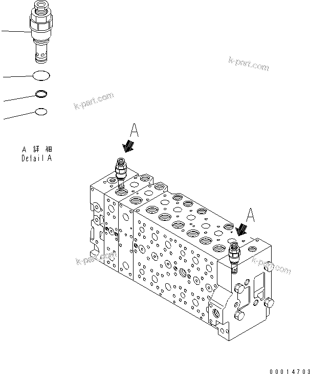 Komatsu parts book diagram for PC400-7E0 S/N 60001-UP (ecot3): MAIN VALVE (1-ACTUATOR) (9/23)