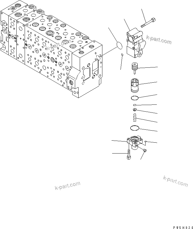 Komatsu parts book diagram for PC400-7E0 S/N 60001-UP (ecot3): MAIN VALVE (1-ACTUATOR) (15/23) (FOR LOADER)