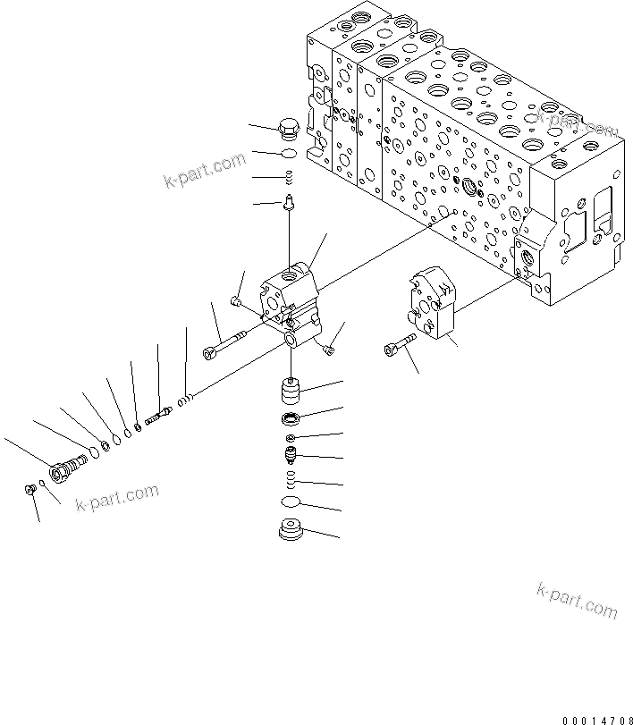 Komatsu parts book diagram for PC400-7E0 S/N 60001-UP (ecot3): MAIN VALVE (1-ACTUATOR) (16/23) (FOR LOADER)