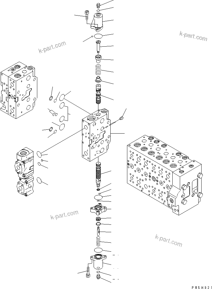 Komatsu parts book diagram for PC400-7E0 S/N 60001-UP (ecot3): MAIN VALVE (1-ACTUATOR) (17/23)