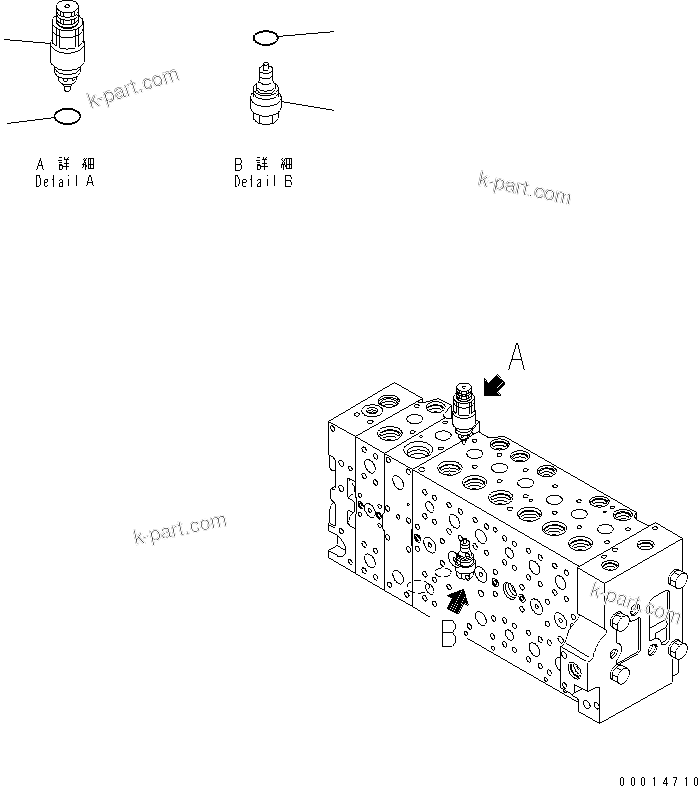 Komatsu parts book diagram for PC400-7E0 S/N 60001-UP (ecot3): MAIN VALVE (1-ACTUATOR) (19/23) (FOR LOADER)
