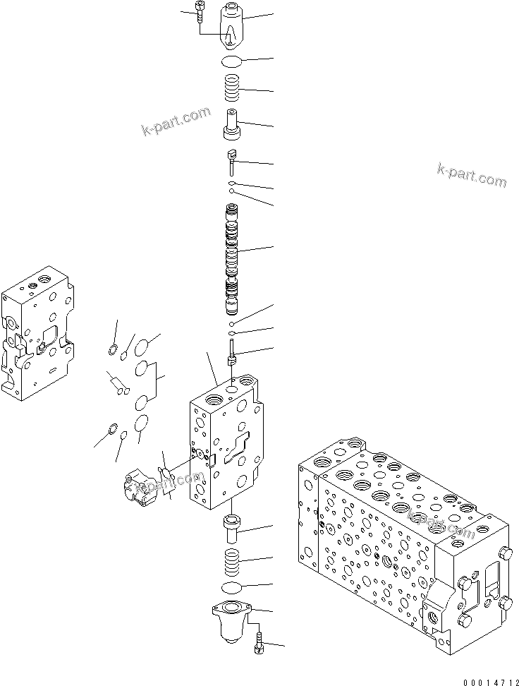 Komatsu parts book diagram for PC400-7E0 S/N 60001-UP (ecot3): MAIN VALVE (1-ACTUATOR) (21/23)
