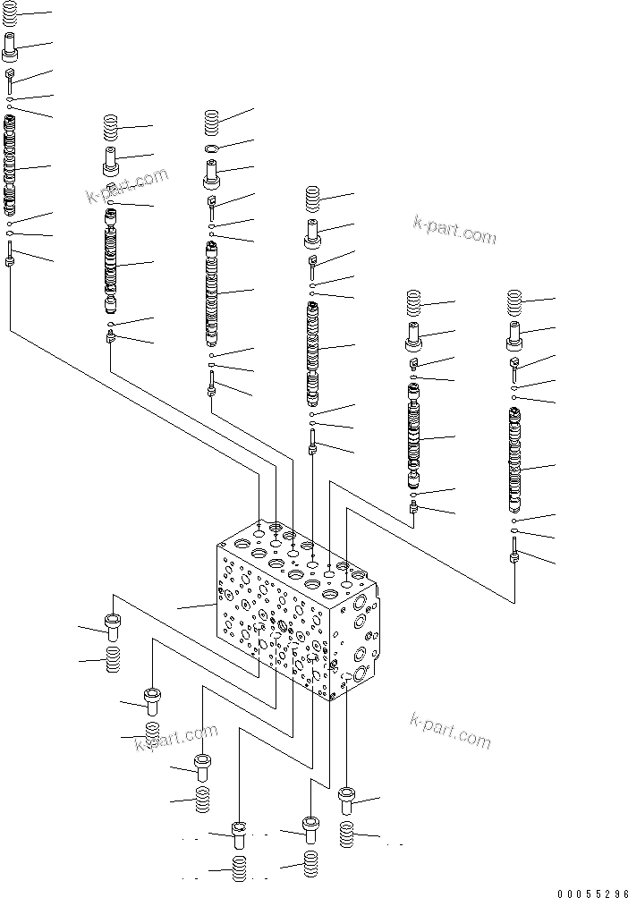 Komatsu parts book diagram for PC400-7E0 S/N 60001-UP (ecot3): MAIN VALVE (1-ACTUATOR) (1/23) (FOR LOADER)